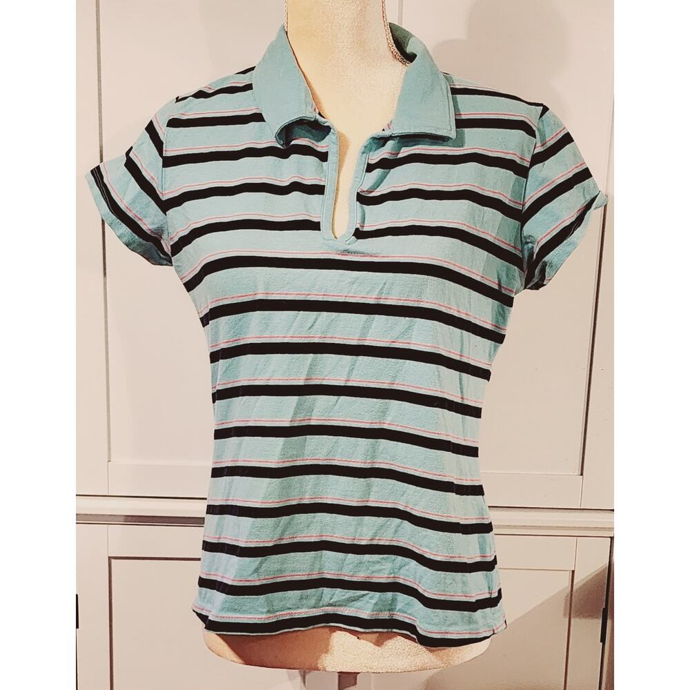 BAILEYS Point Women's / Junior's Short Sleeve Striped Y2K Shirt Size XL